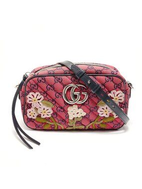 Gucci Shoulder Bag GG Marmont Canvas Embroidery Chain